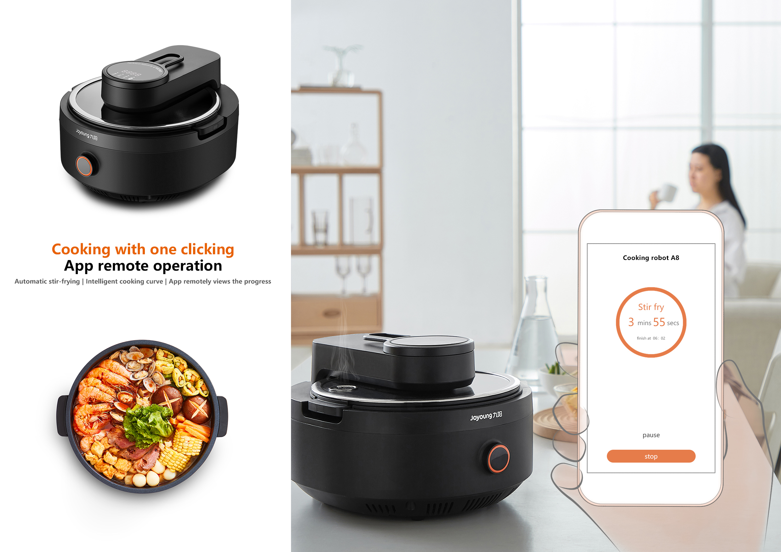 Kitchen Cooking Robot Machine, Automatic Stir Cooking Pot